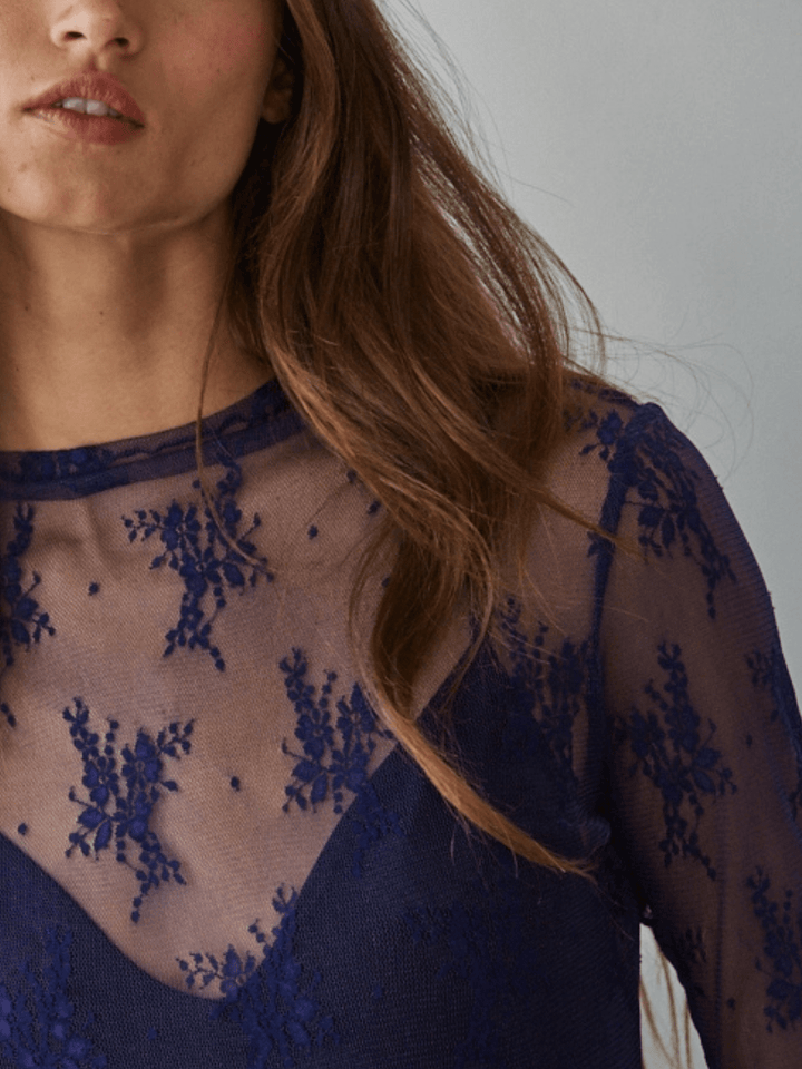 Aubrey Jacquard Lace Mock Neck Top - Jayden P Boutique