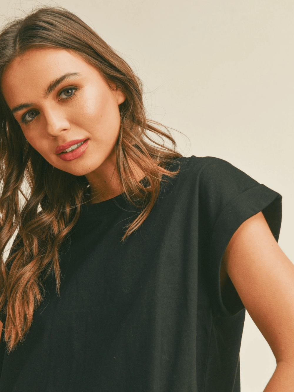 Everyday Ease Cuffed Sleeve Cotton Tee - Jayden P Boutique