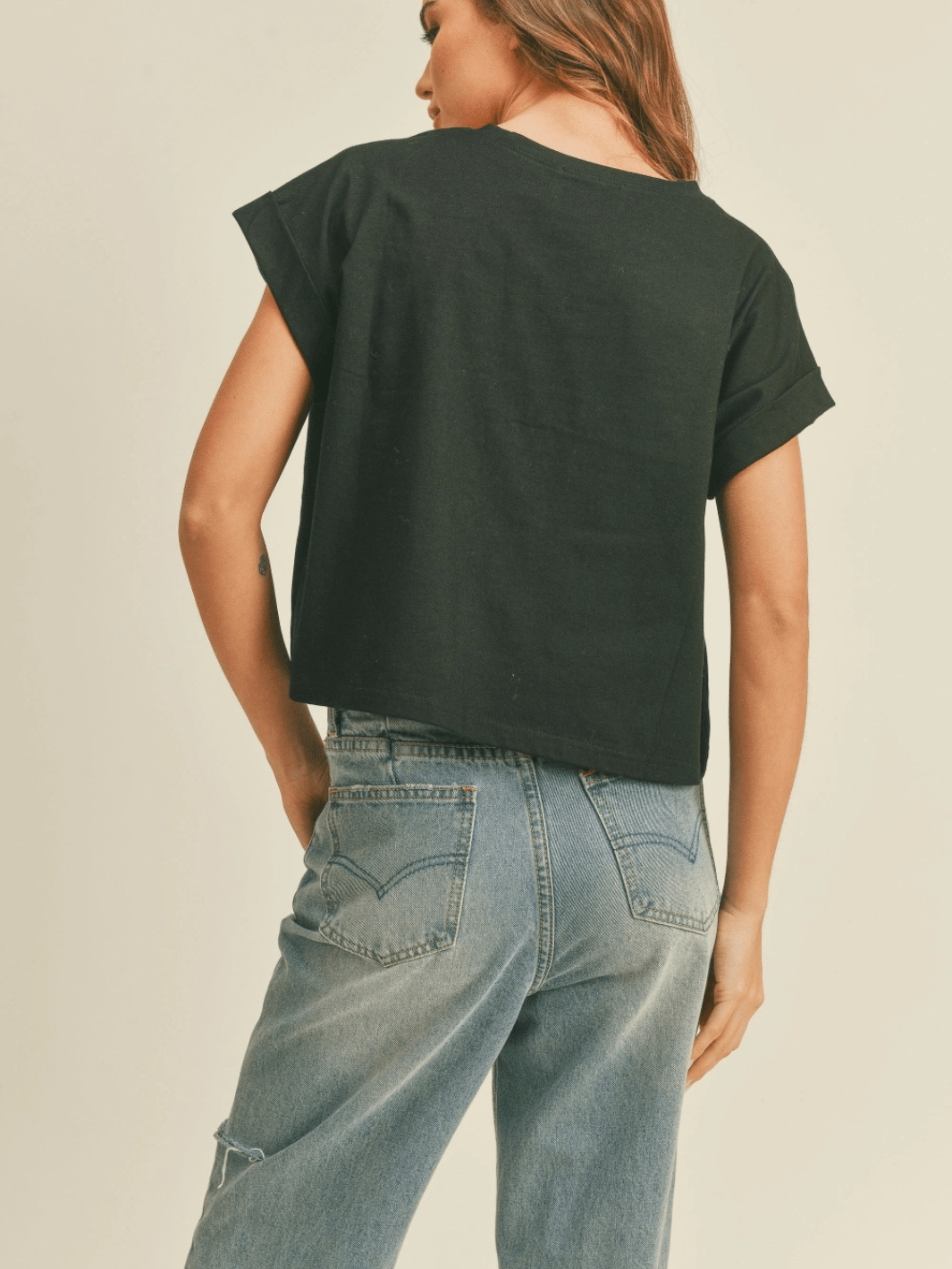 Everyday Ease Cuffed Sleeve Cotton Tee - Jayden P Boutique