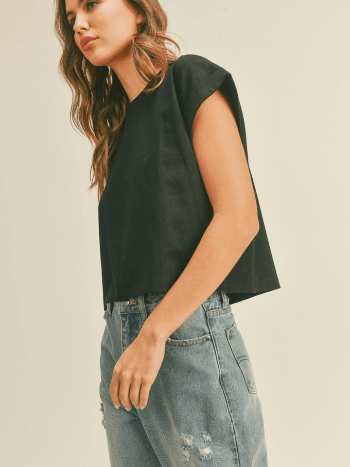 Everyday Ease Cuffed Sleeve Cotton Tee - Jayden P Boutique