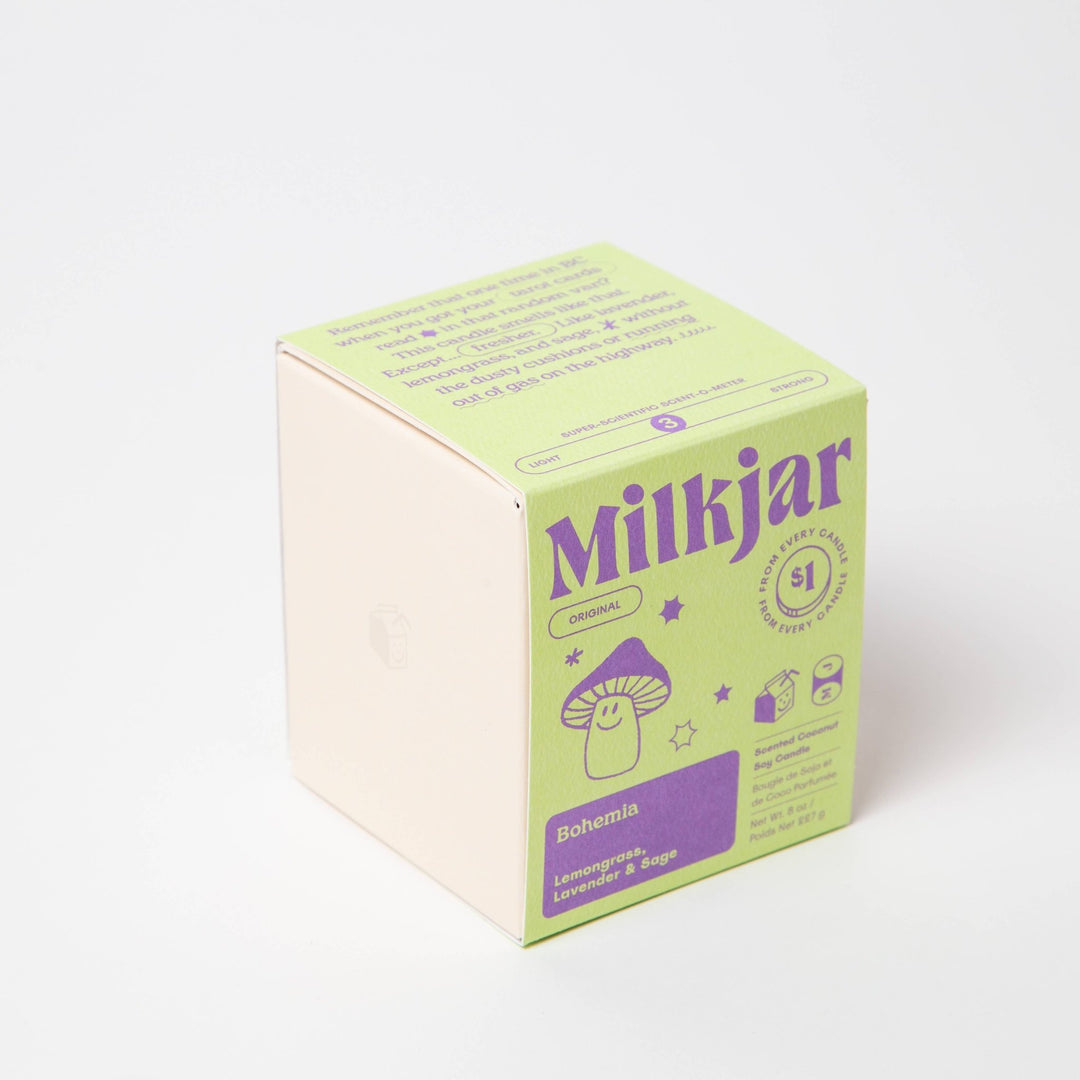 Milk Jar Candle Co. - Bohemia - Lemongrass, Lavender & Sage Coconut Soy 8oz Candle - Jayden P Boutique
