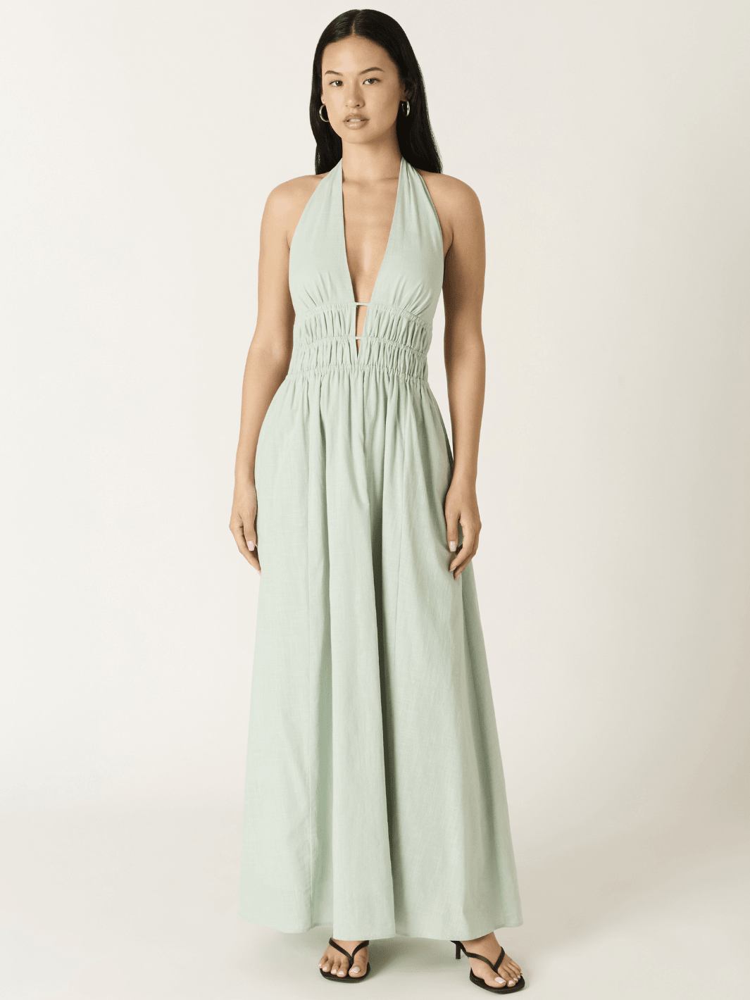 Soleil Plunge Halter Maxi Dress
