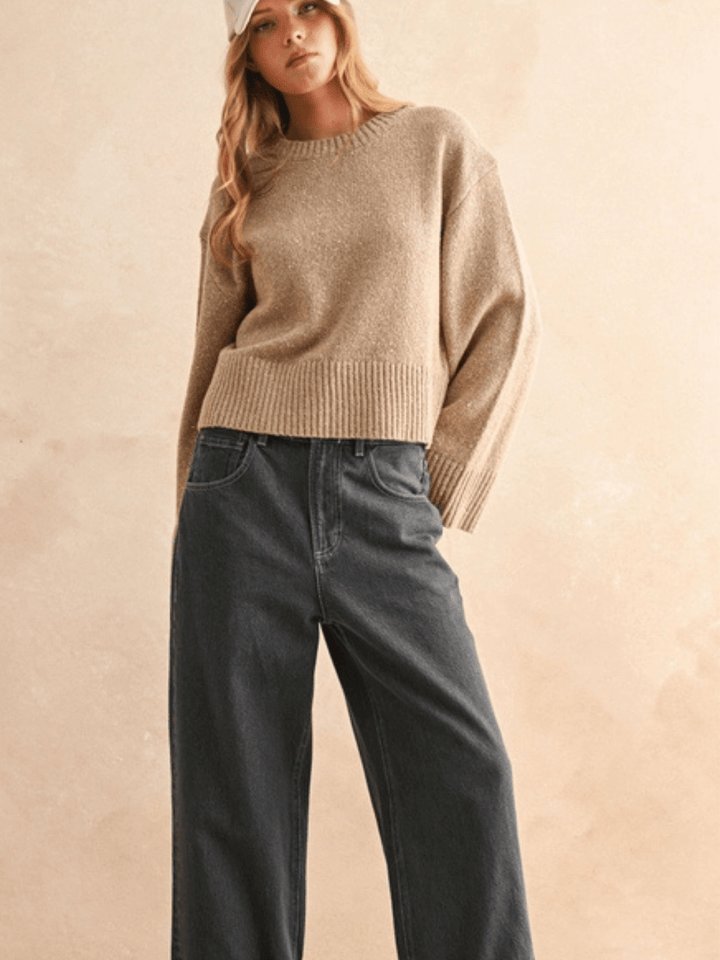 Sprinkled Effect Crewneck Sweater - Jayden P Boutique