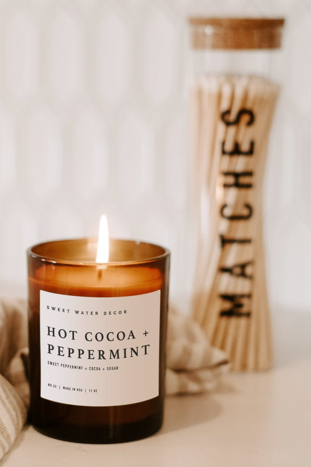HOT COCOA + PEPPERMINT AMBER CANDLE