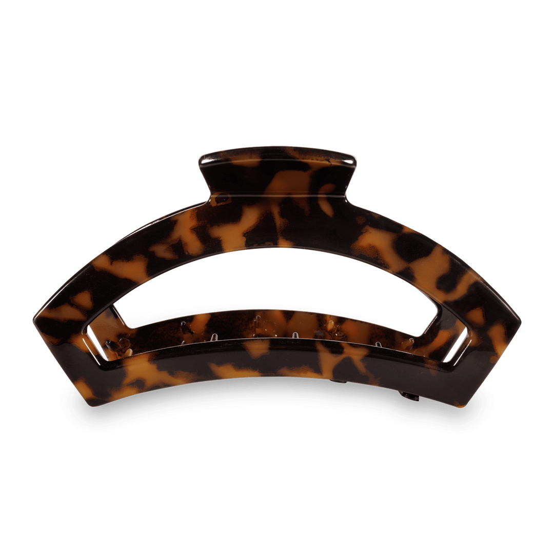 Tortoiseshell TELETIES Open Claw Hair Clip with an open-frame design.