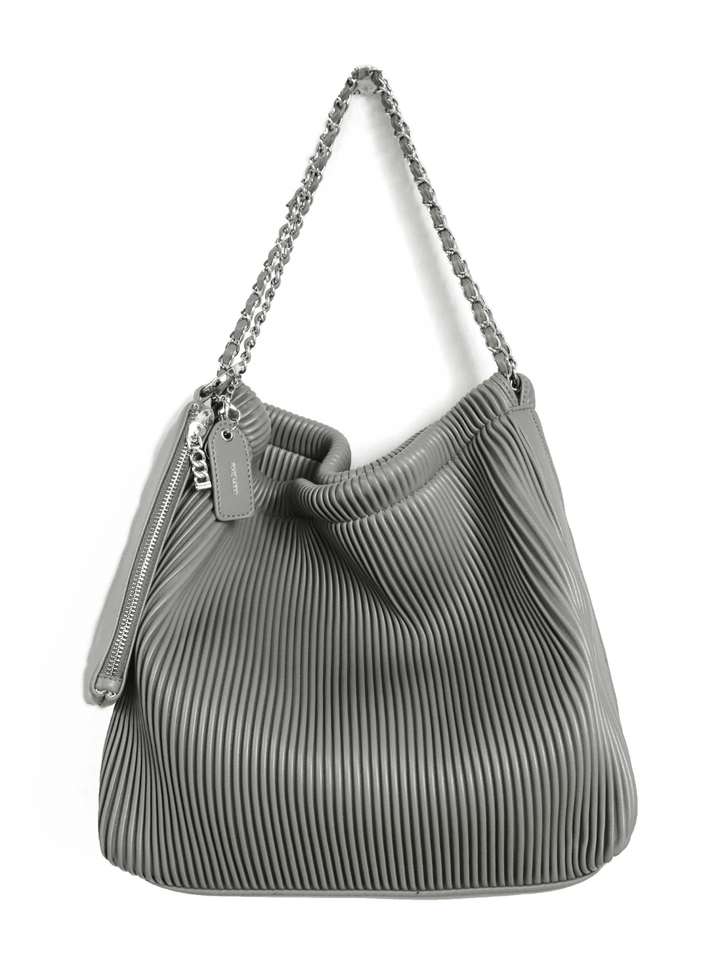 Pixie Mood - Isabella - Recycled Vegan Chain Shoulder Bag - Black Pleated