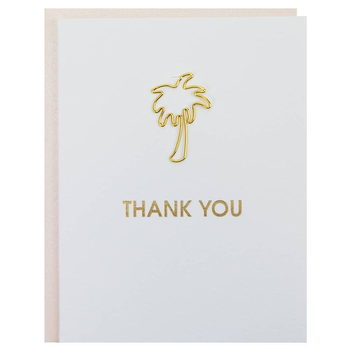 Jayden P Boutique - Letterpress Greeting Card + Keepsake Paperclip - Thank You + Palm Tree Paperclip