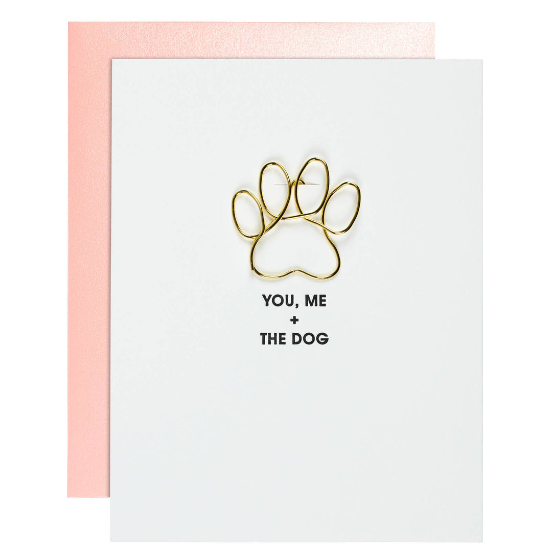 Jayden P Boutique - Letterpress Greeting Card + Keepsake Paperclip - You Me & The Dog + Paw Print Paperclip