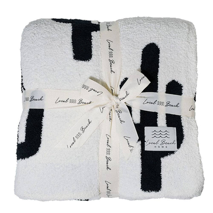 Jayden P Boutique - Local Beach - Cactus Luxe Home Blanket - Black/Cream