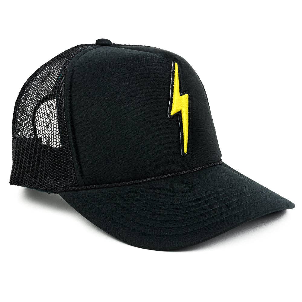 Jayden P Boutique - Local Beach - Local Beach Lightning Bolt Patch Trucker Hat - Black