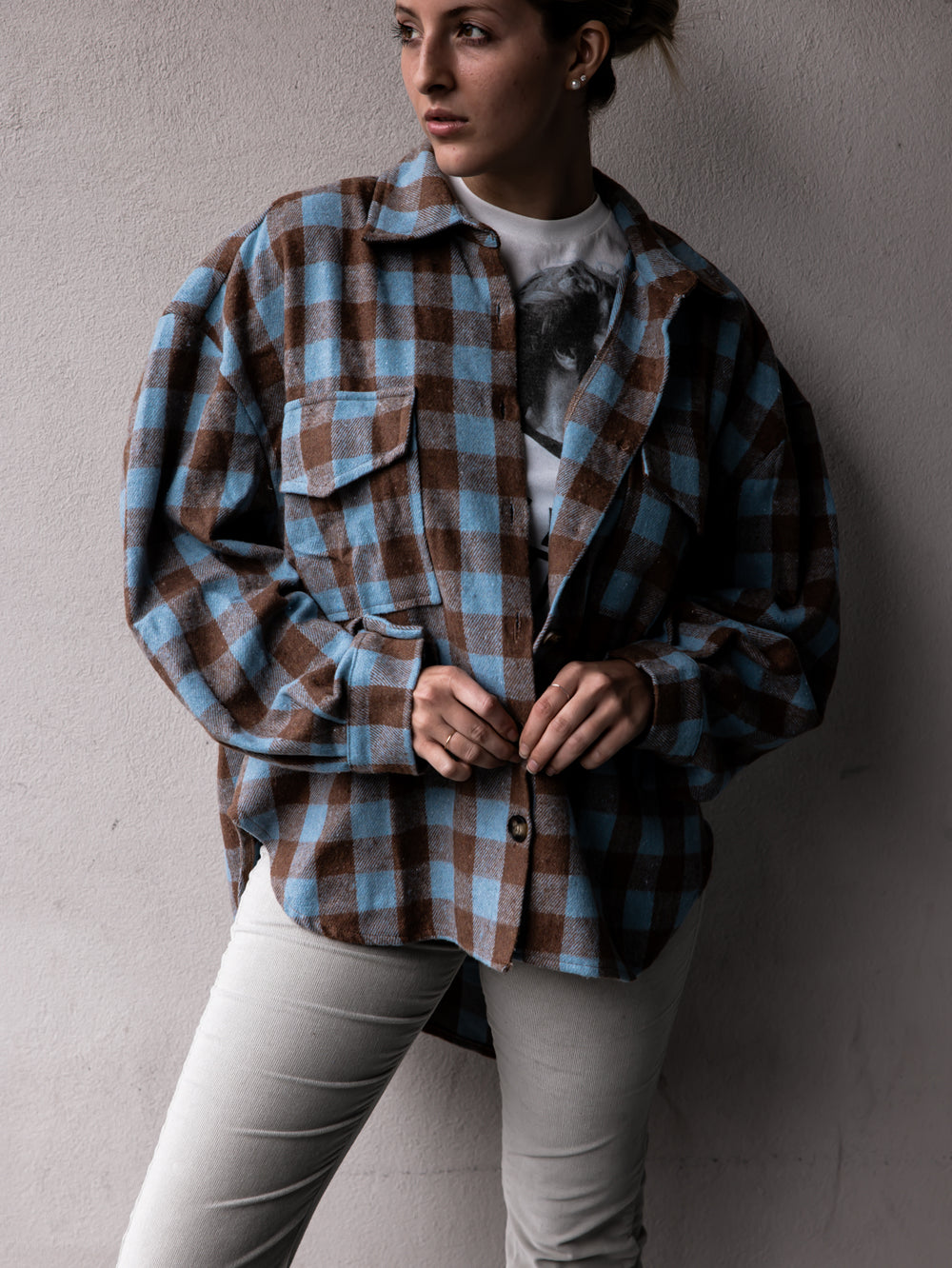 Autumn Tones Plaid Button Down Flannel Top