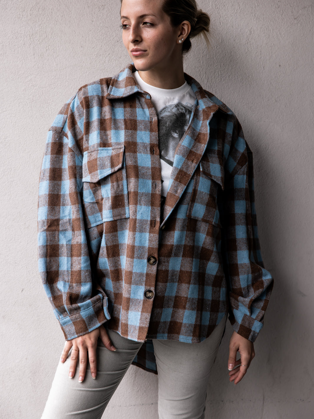 Autumn Tones Plaid Button Down Flannel Top