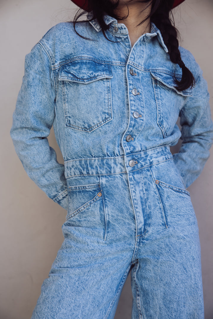 Free People Touch The Sky Denim Jumpsuit