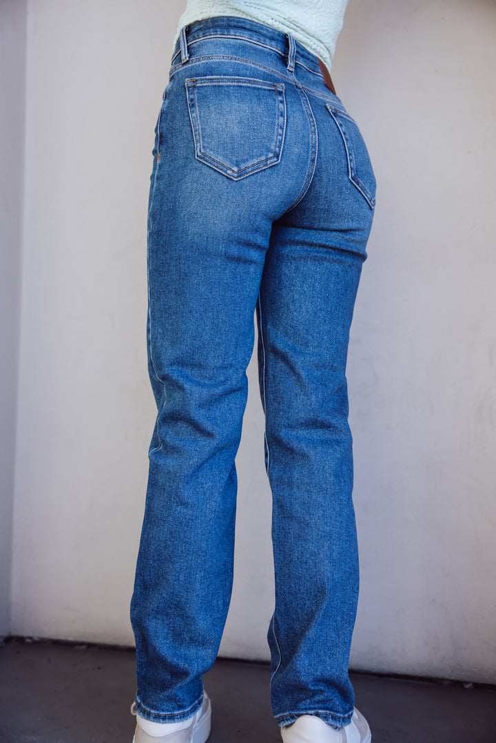 Hidden Jeans Tracey High Rise Straight Jean - Medium Dark