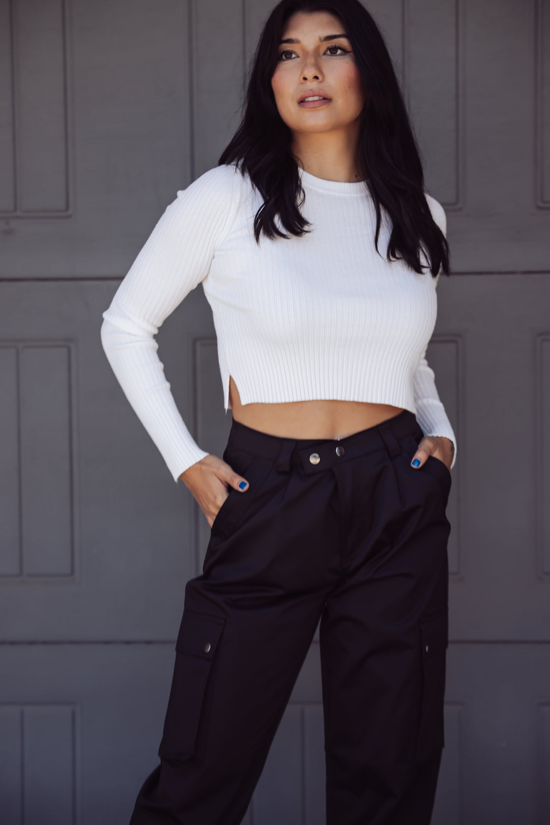 CATHERINE CROPPED RIBBED SWEATER - WHITE