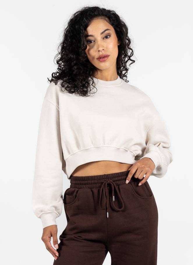 Jayden P Boutique - Mia Cropped Crewneck - Black / Small