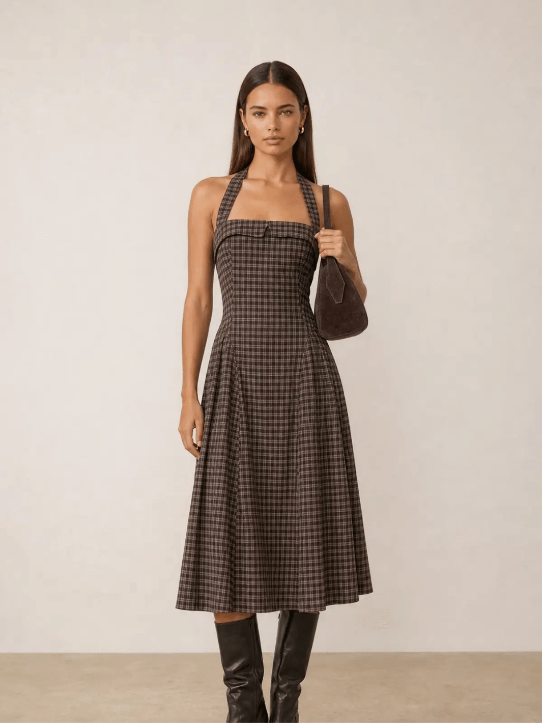 Women's | The Wanderer Plaid Halter Midi Dress by Dress Forum| Jayden P Boutique