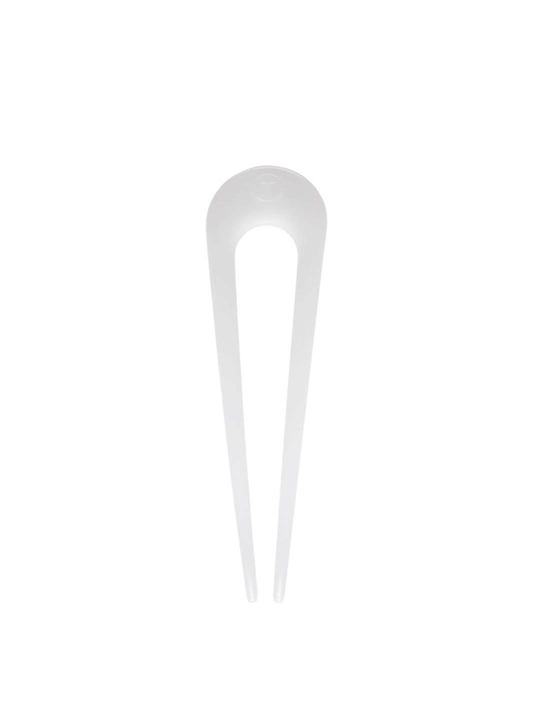 TELETIES French Hair Pin in white with a two-prong curved top for chic updos.