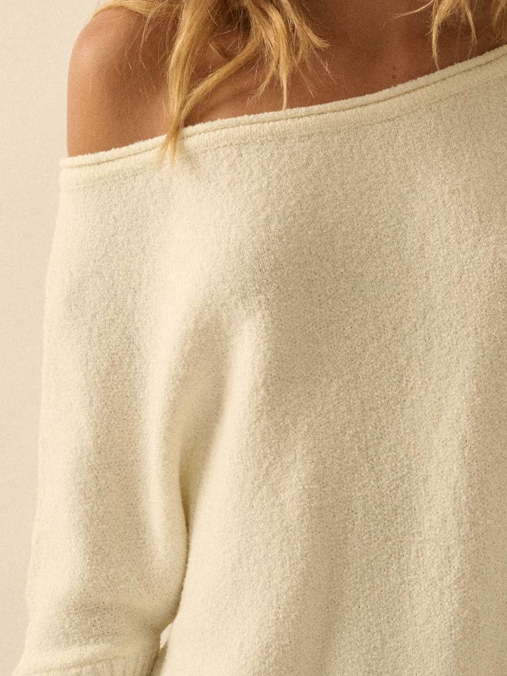 Eloise Boatneck Dolman Knit Sweater in Cream — dolman sleeve styling | Jayden P Boutique