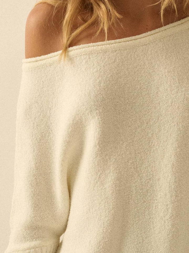 Eloise Boatneck Dolman Knit Sweater in Cream — dolman sleeve styling | Jayden P Boutique