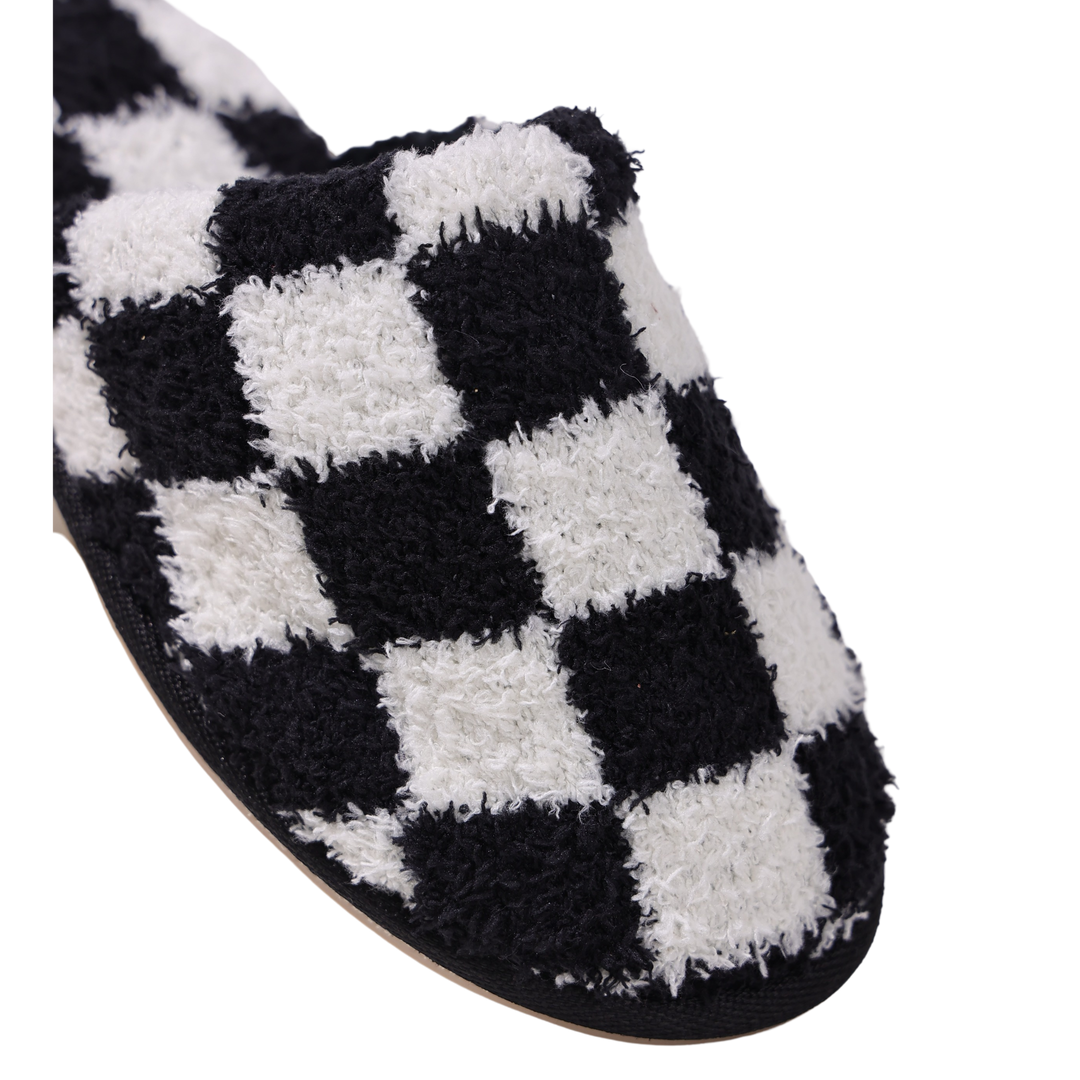 Jayden P Boutique - LOCAL BEACH - Cozy Slippers - Checker / LG/XL