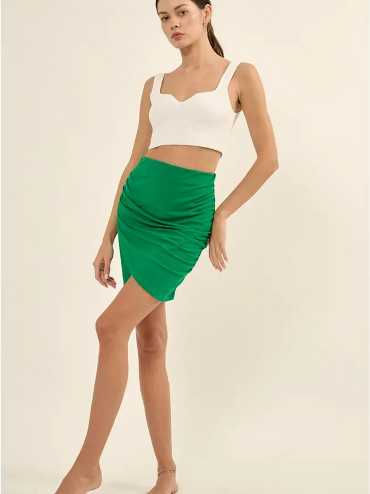 Stylish model wearing the Taylor Ribbed Square Neck Crop Top, showcasing its sleek design and body-sculpting fit.