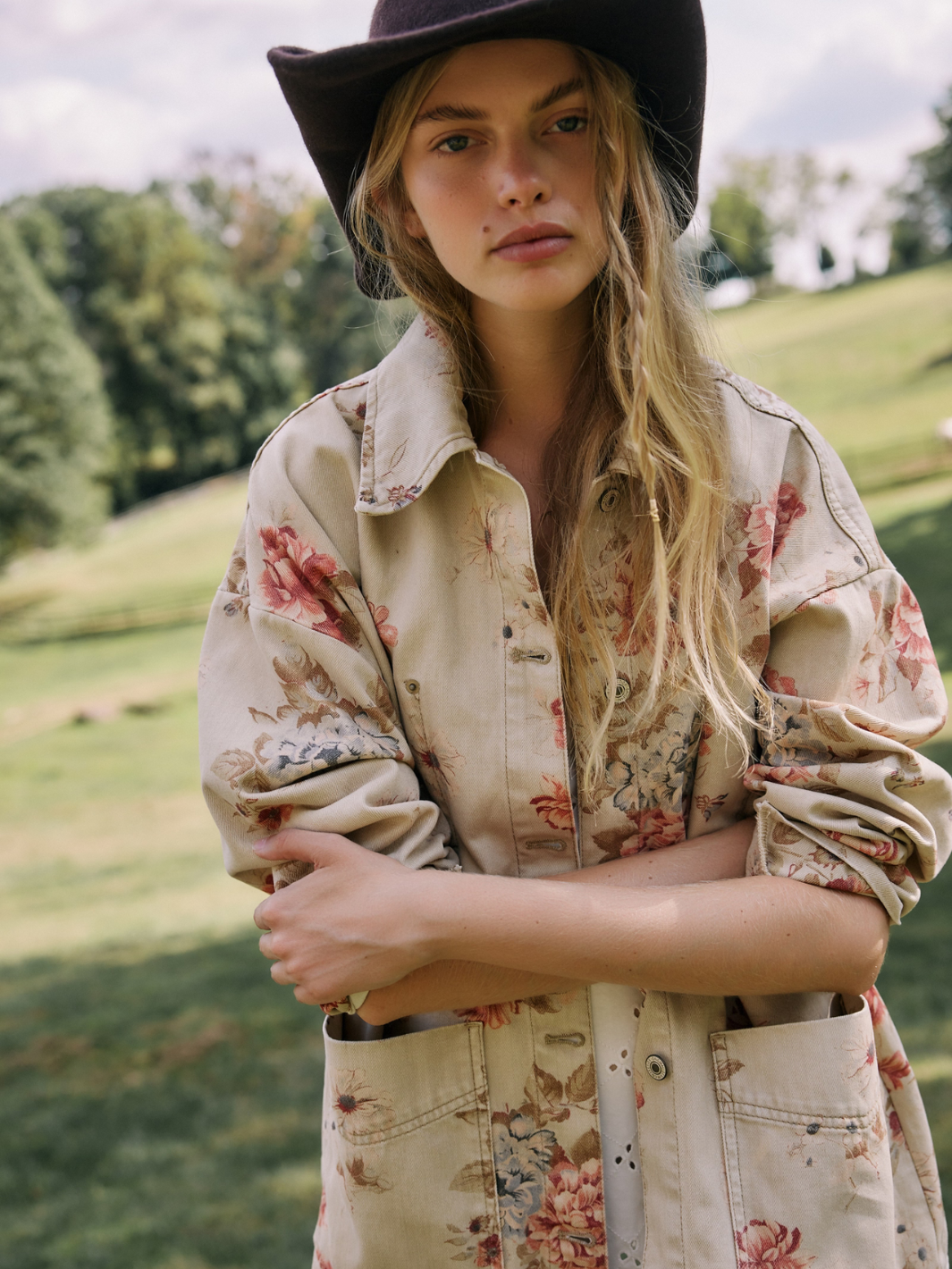 FREE PEOPLE - Avery Denim Floral Jacket