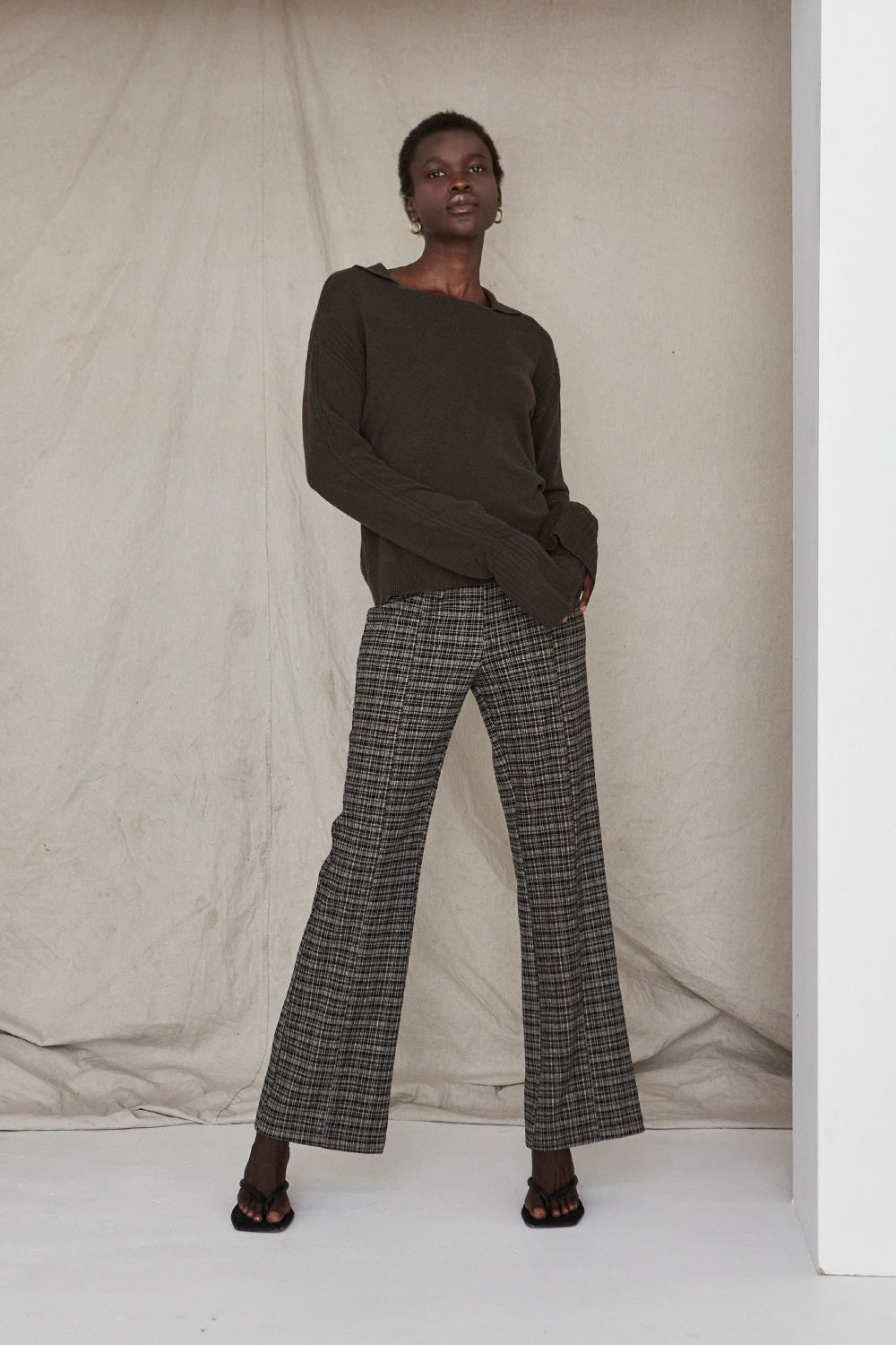 Gianna Jacquard Check Pants-PANTS-Jayden P Boutique