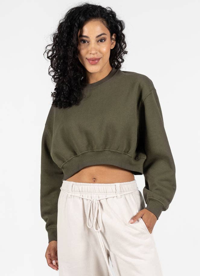 Jayden P Boutique - Mia Cropped Crewneck - Black / Small