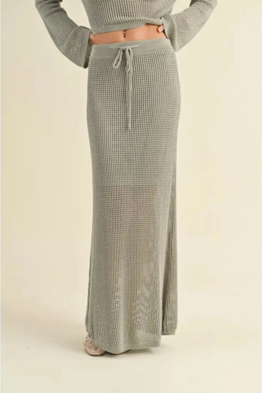 Sage Knitted Maxi Skirt