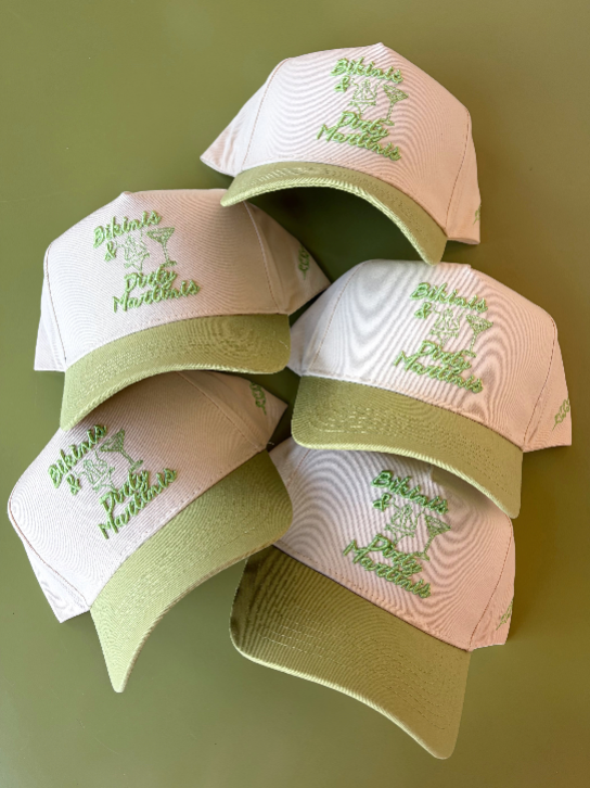 KENZKUSTOMZ Bikinis & Dirty Martinis Trucker Hat in Solid Green — Embroidered Snapback | Jayden P Boutique