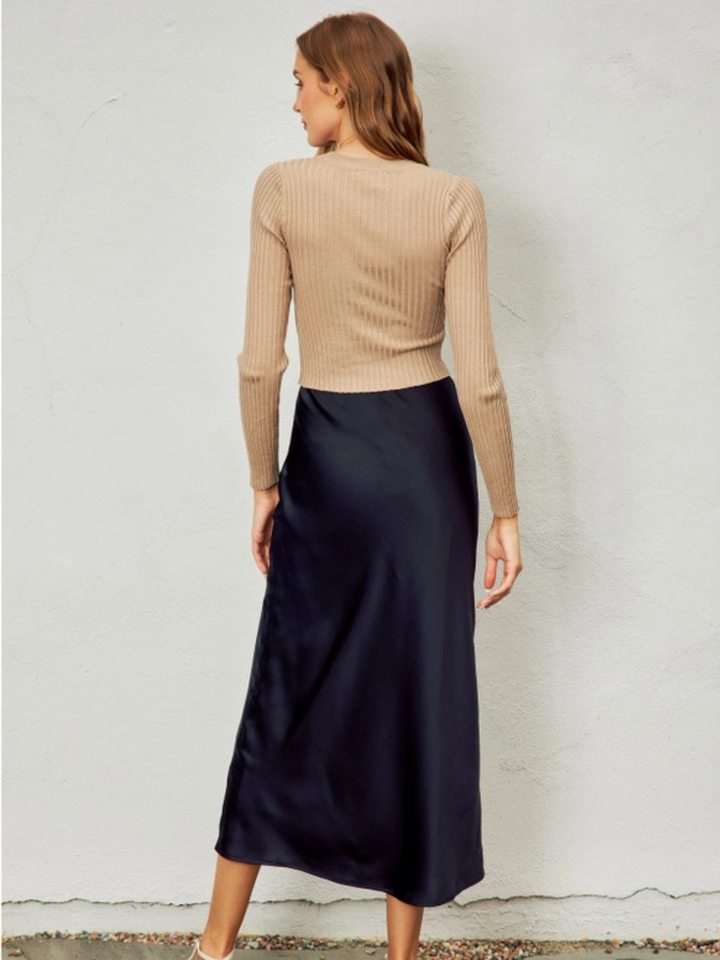 Mavien Satin Maxi Skirt is great to paired with a graphic tee or blouse. Womens Boutique