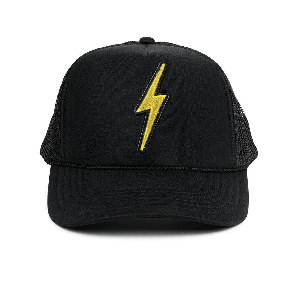 Jayden P Boutique - Local Beach - Local Beach Lightning Bolt Patch Trucker Hat - Black