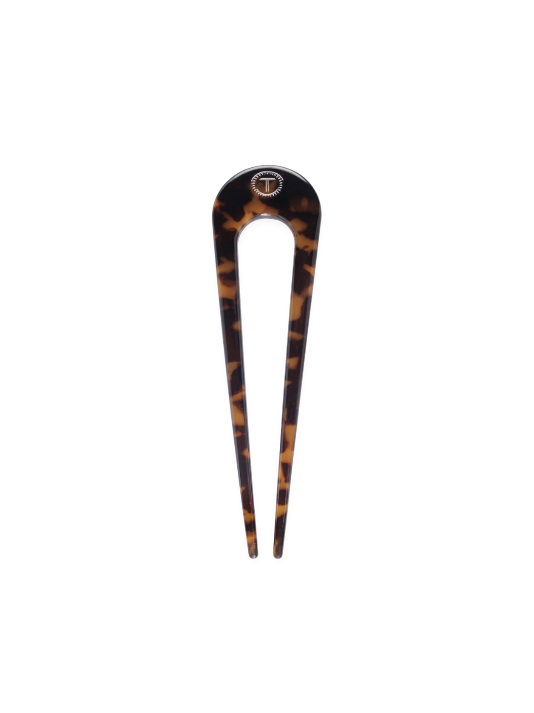 TELETIES French Hair Pin in tortoiseshell pattern with sleek U-shaped design