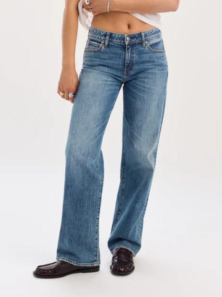 Daze Denim The Keeper low-rise straight-leg jeans in blue denim, relaxed fit