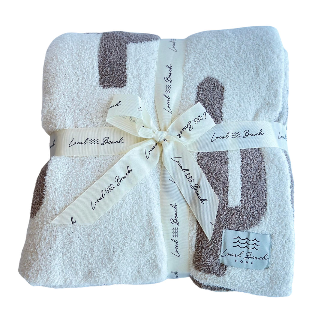 Jayden P Boutique - Local Beach - Cactus Luxe Home Blanket - Black/Cream