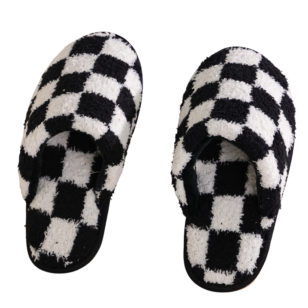 Jayden P Boutique - LOCAL BEACH - Cozy Slippers - Checker / LG/XL