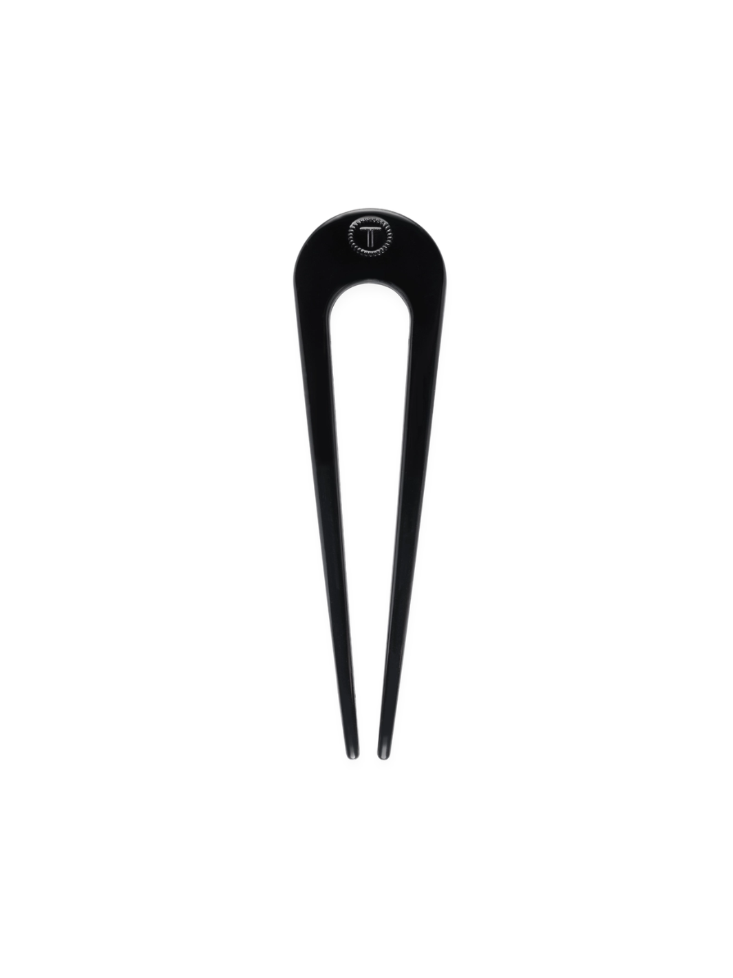 TELETIES French Hair Pin in black with rounded head and two-prong design.