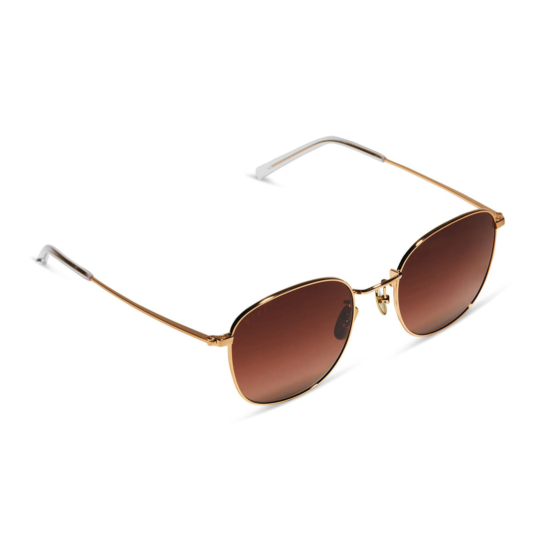 DIFF EYEWEAR AXEL SUNGLASSES - BRUSHED GOLD + BROWN GRADIENT
