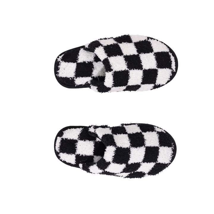 Jayden P Boutique - LOCAL BEACH - Cozy Slippers - Checker / LG/XL