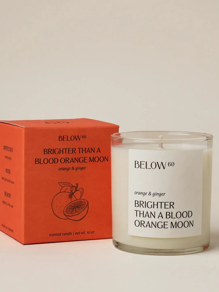 BELOW 60- Brighter Than A Blood Orange Moon candle by BELOW60 — orange & ginger with florals and black currant.