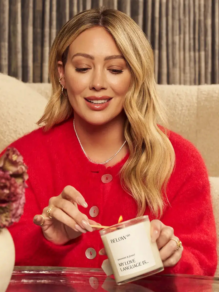 BELOW 60 | My Love Language Is ... candle by Hilary Duff, a tender, magnetic fragrance of affection.