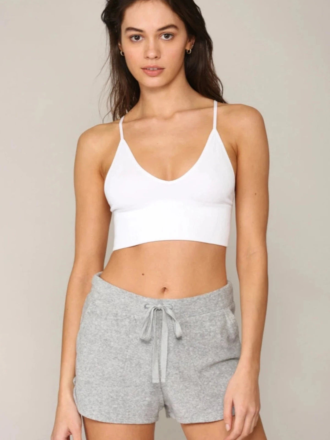 Brami Ribbed V-Neck Bra Top - White-by together-Jayden P Boutique