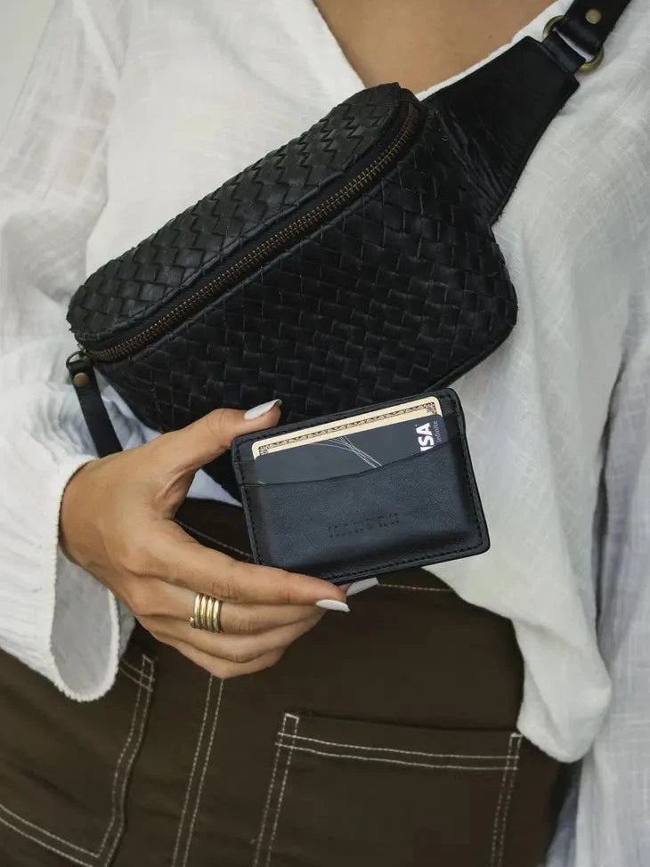 CARDHOLDER LUXE LEATHER WALLET- BLACK-MANDRN-Jayden P Boutique