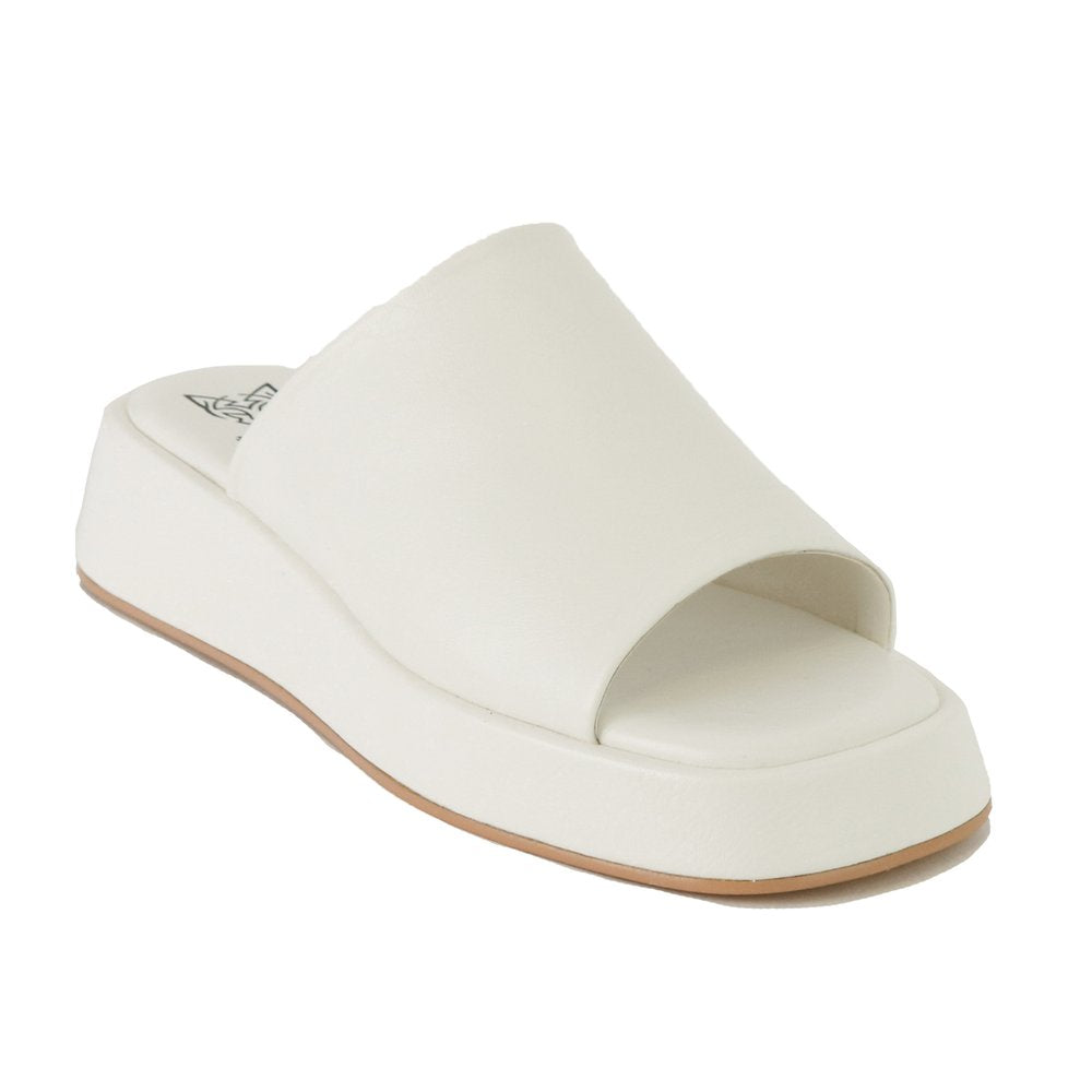 Camila Faux Leather Platform Slides - White-BEAST FASHION-Jayden P Boutique