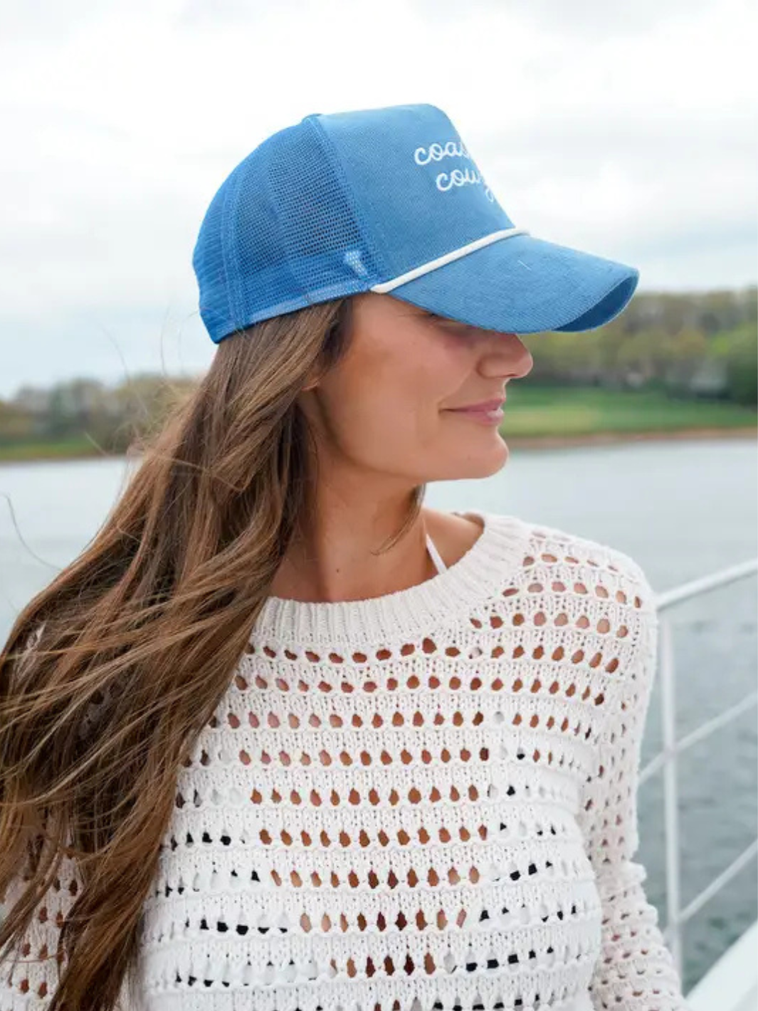 KENZKUSTOMZ- Coastal Cowgirl - Blue Corduroy Trucker Hat