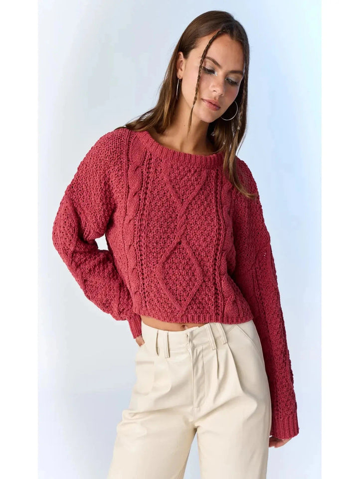 Cora Cable Knit Cropped Sweater