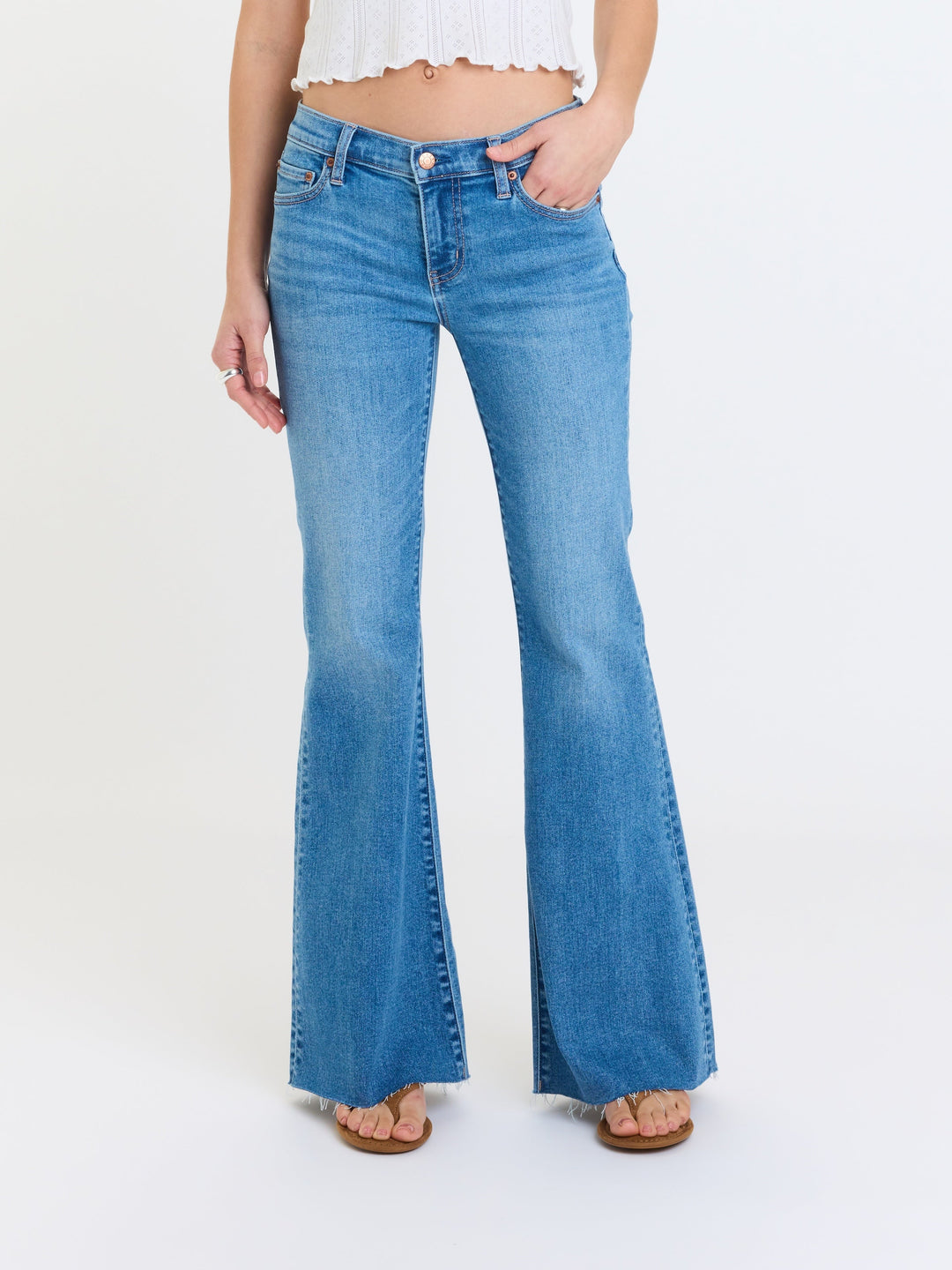 Daze Denim The Lowkey Low-Rise Flare Jeans in First Crush — Styled Outfit Look | Jayden P Boutique