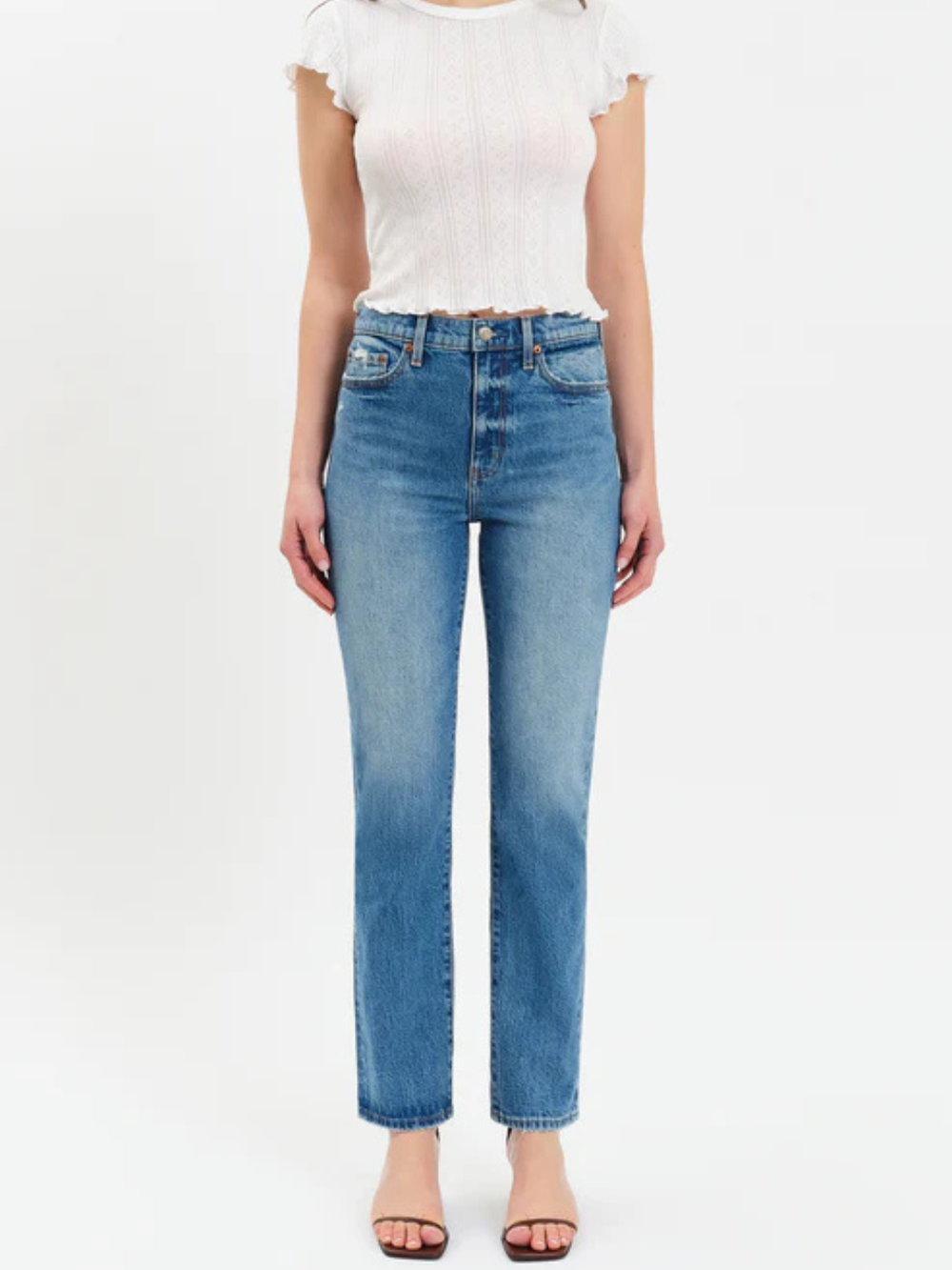 DAZE DENIM Smarty Pants: high-rise slim-straight jeans in Alter Ego wash, flattering fit.