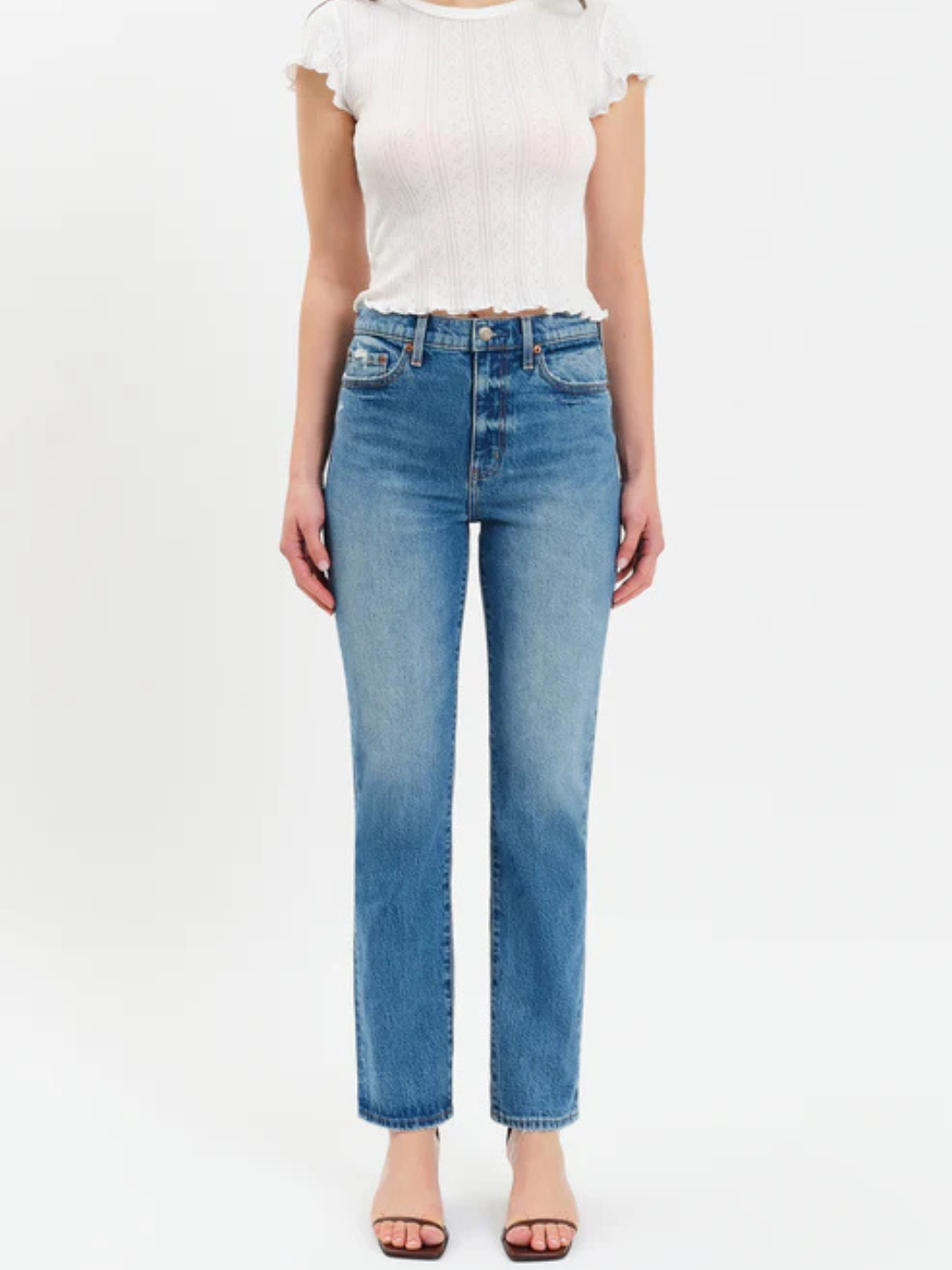 DAZE DENIM Smarty Pants: high-rise slim-straight jeans in Alter Ego wash, flattering fit.